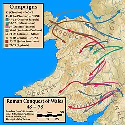 Image 12Map of the Roman invasion of Wales (from History of Wales)