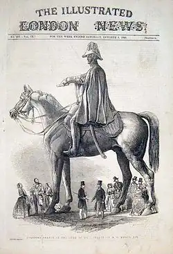 The completed statue in 1846 showing its dimensions