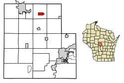 Location of Auburndale in Wood County, Wisconsin.