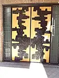 The synagogue's entrance door