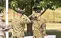 Commanding staff of the 44th Infantry Battalion in 2021, using the current WoodLatPat uniform