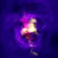 Composite image showing the fountain-like flow of gas.[7]