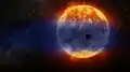 Artist's impression of gas streaming from GJ 3470b[19]