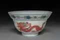 Chinese bowl; 1723–1735 (Qing dynasty); porcelain with doucai decoration; diameter: 11.8 cm, overall: 6.4 cm; from the Jiangxi province (China); Cleveland Museum of Art